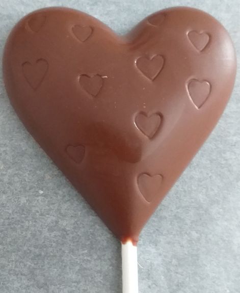 1 sucette coeur VALENTINE en chocolat ALTERNATIVE au lait (sans lait) BIO vegan sans allergènes Exquidia : 25g
