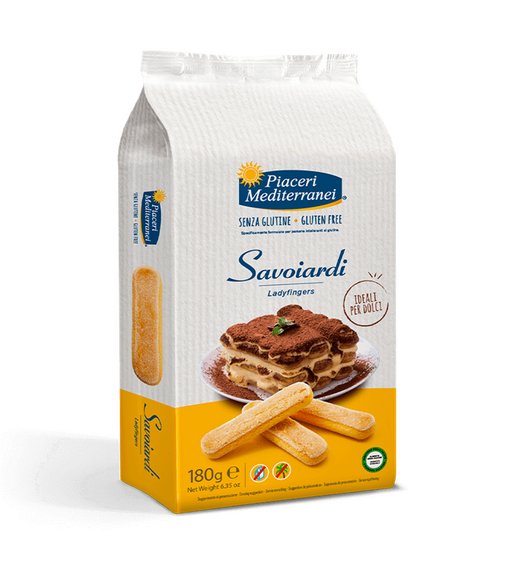 BISCUITS SAVOIARDI à la farine de RIZ sans gluten sans lait sans soja sans coque sans arachide PIACERI MEDITERRANEI : 180g