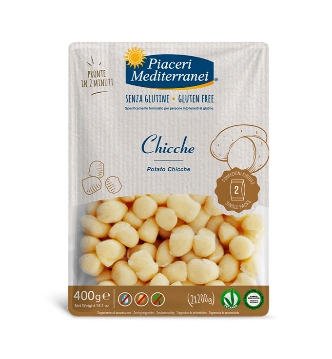 CHICCHE (mini gnocchi) vegan sans gluten sans lait sans oeufs sans coque sans arachide Piaceri Mediterranei : (2x200g) = 400 grammes
