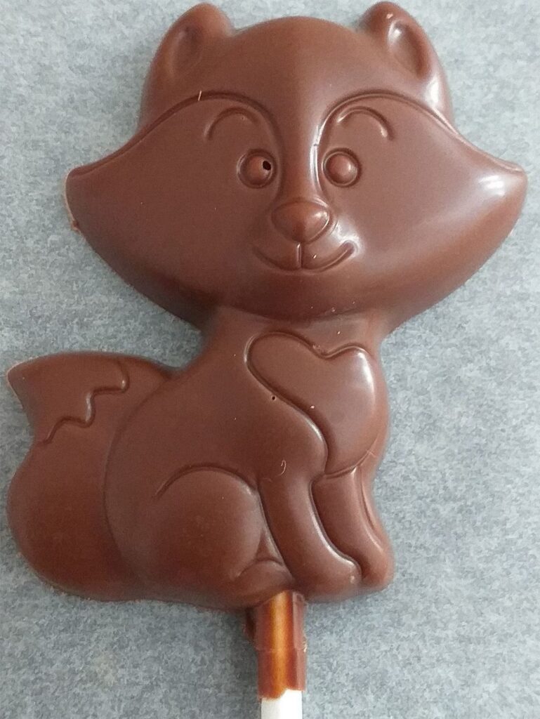 1 SUCETTE RENARD en chocolat ALTERNATIVE au lait (sans lait) BIO vegan sans allergènes Exquidia : 20g
