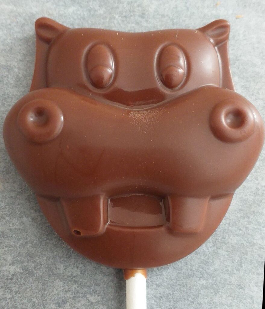 1 SUCETTE HIPPOPOTAME en chocolat ALTERNATIVE au lait (sans lait) BIO vegan sans allergènes Exquidia : 20g
