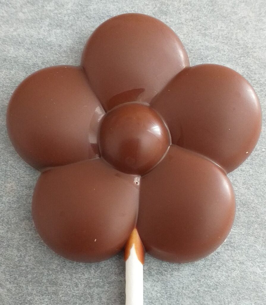 1 SUCETTE FLEUR en chocolat ALTERNATIVE au lait (sans lait) BIO vegan sans allergènes Exquidia : 20g