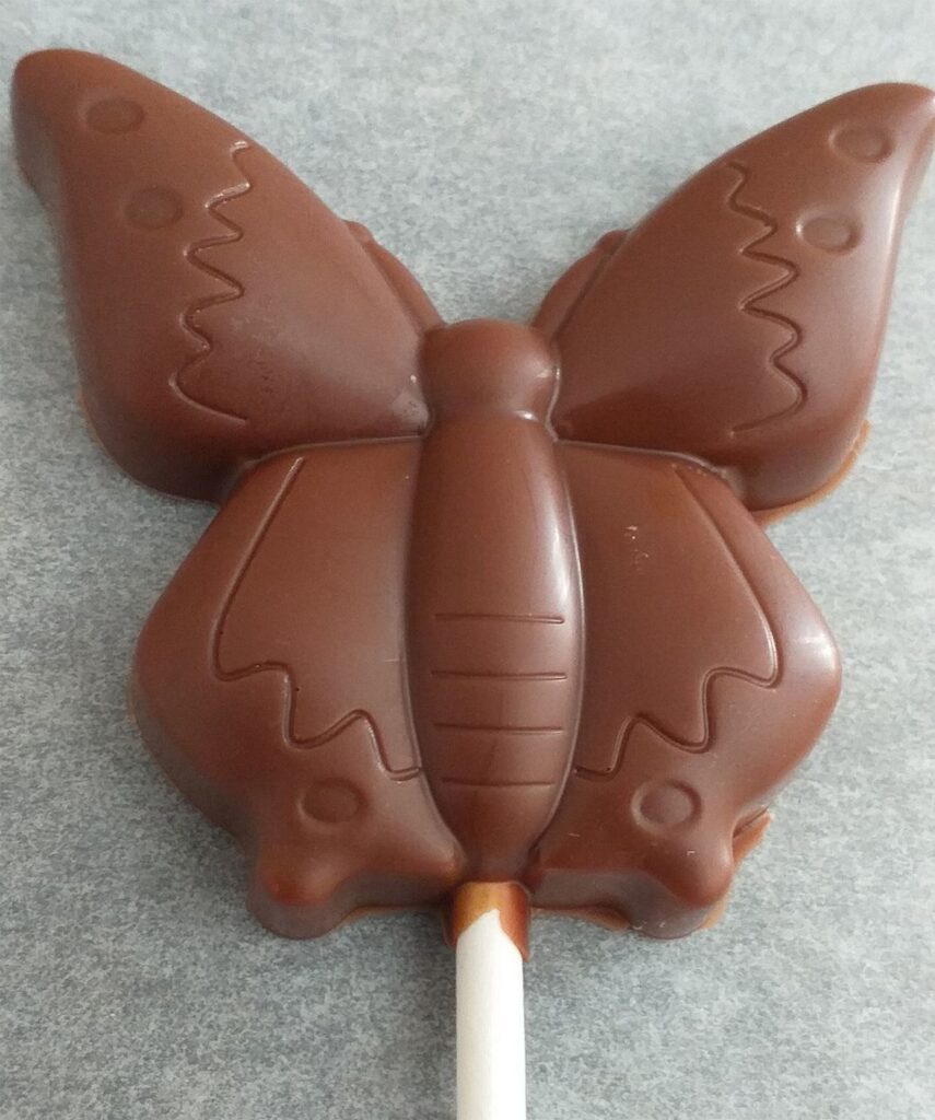 1 SUCETTE PAPILLON en chocolat ALTERNATIVE au lait (sans lait) BIO vegan sans allergènes Exquidia : 20g