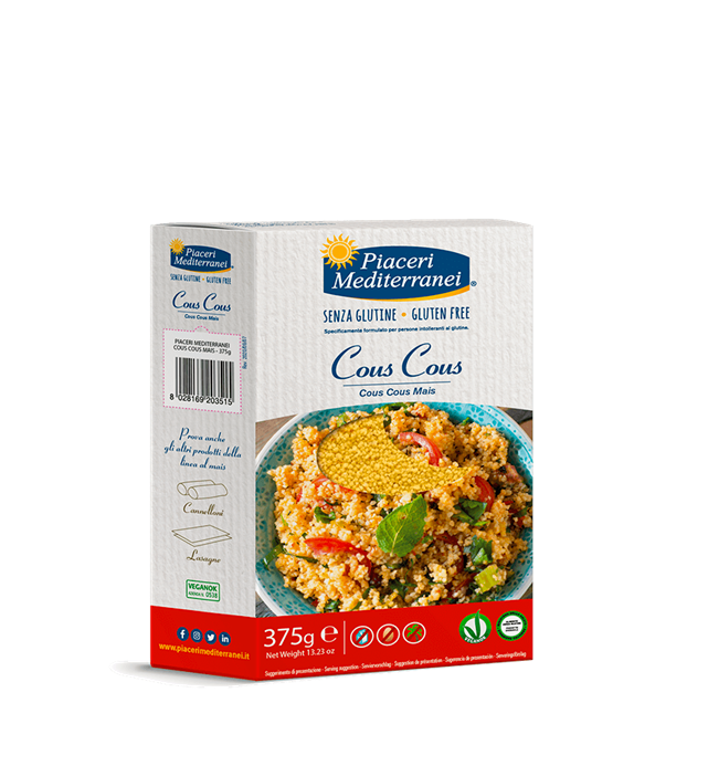 Couscous 100% MAÏS vegan sans allergènes Piaceri mediterranei : 375 grammes