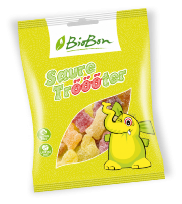 Bonbons en forme d'ÉLÉPHANT (Saure Tröööter) BIO sans allergènes Biobon : 100g