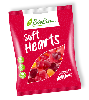 Bonbons en forme de COEURS (Soft hearts) BIO vegan sans allergènes Biobon : 100g