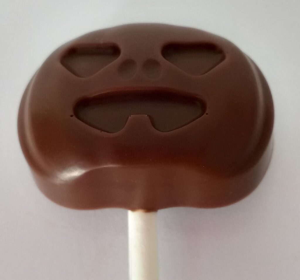 1 SUCETTE CITROUILLE en chocolat ALTERNATIVE au lait (sans lait) BIO vegan sans allergènes Exquidia : 10g