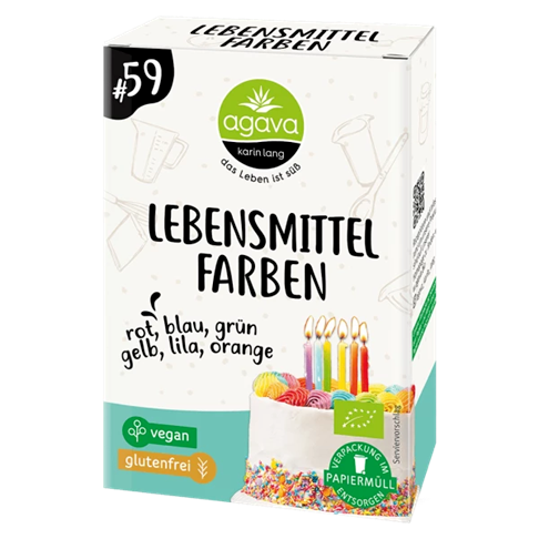 LEBENSMITTEL FARBEN (colorants alimentaires naturels) BIO vegan sans allergènes AGAVA : (6x8g) = 48 grammes