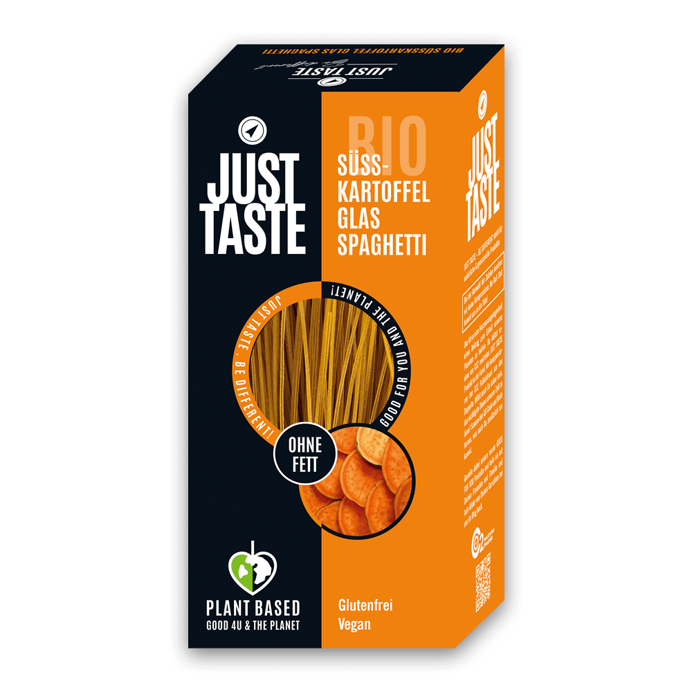 Spaghetti de PATATE DOUCE Curcuma BIO vegan sans allergènes sans maïs Just Taste : 250 grammes