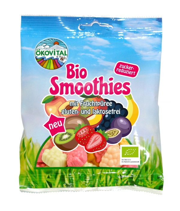 Gommes tendres et moelleuses SMOOTHIES BIO sans allergènes Ökovital : 80 grammes