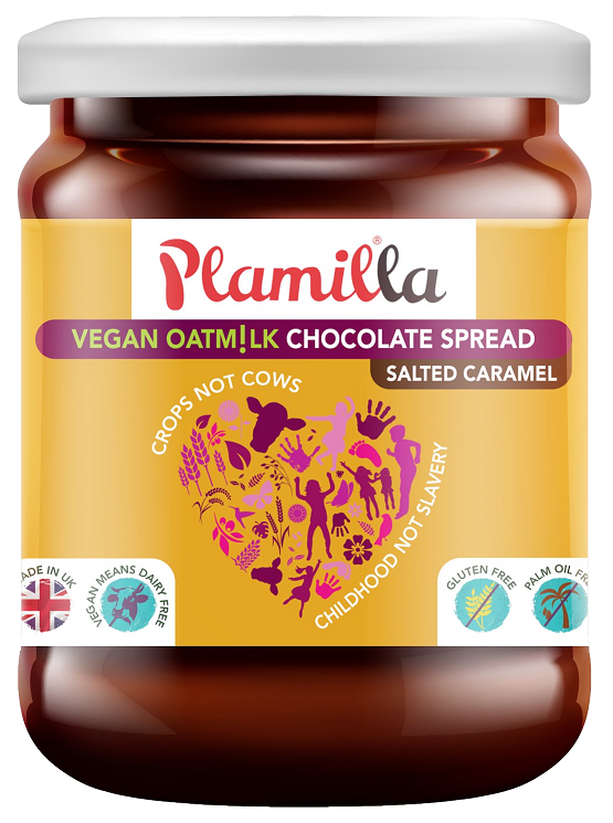 Pâte à tartiner PLAMILLA SALTED CARAMEL (caramel salé) vegan sans allergènes Plamil So Free : 275 grammes