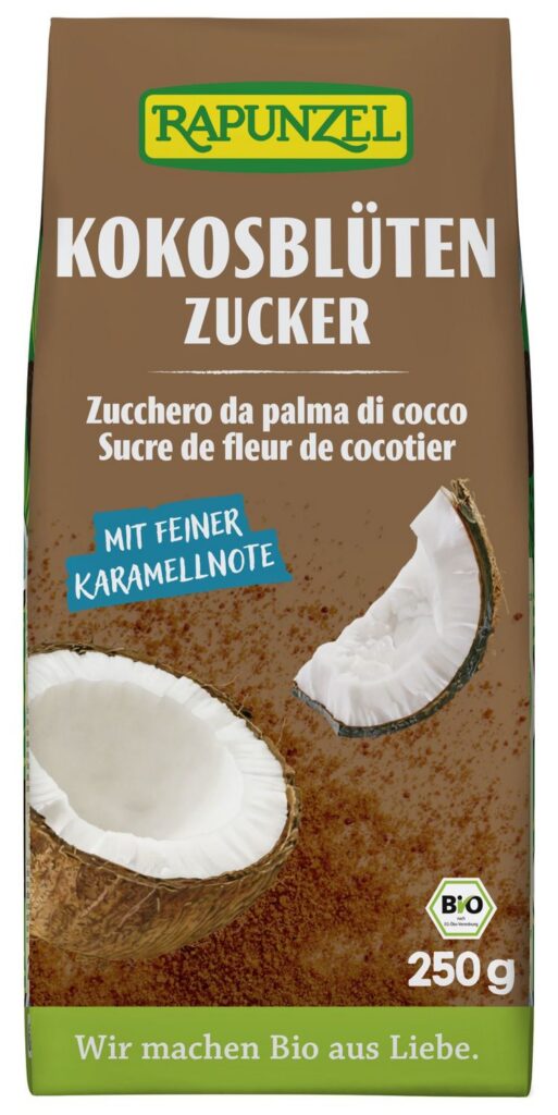 SUCRE de fleur de coco BIO vegan sans allergènes Rapunzel : 250 grammes