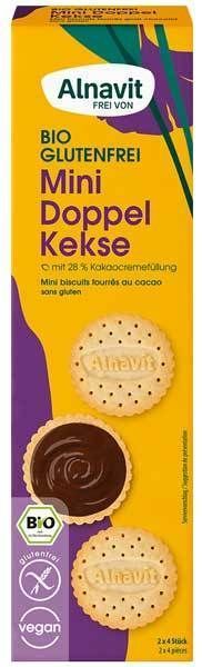 8 MINI BISCUITS fourrés au cacao BIO vegan sans allergènes Alnavit : 125 grammes