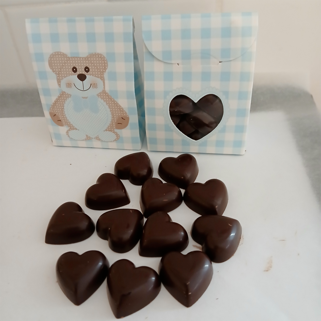 12 COEURS fondants Teddy BLEU en chocolat NOIR ONCTUEUX 60% BIO vegan sans allergènes Exquidia : 51g