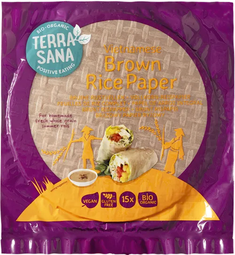 15 Feuilles de riz COMPLET vietnamiennes BIO vegan sans allergènes sans maïs Terrasana : 150 grammes