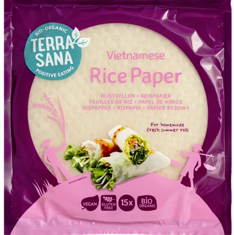 15 Feuilles de riz BLANC vietnamiennes BIO vegan sans allergènes sans maïs Terrasana : 150 grammes