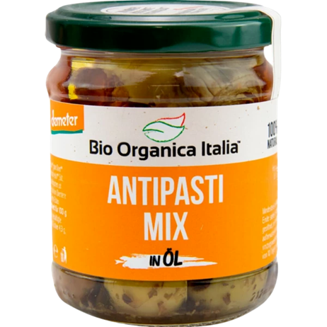 Mélange antipasti pour l'apéritif BIO vegan sans allergènes Bio Organica Italia : 190 grammes