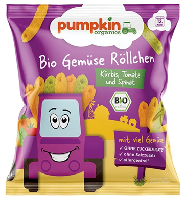 TUBES de légumes soufflés BIO vegan sans allergènes Pumpkin Organics : 20 grammes
