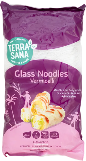 Vermicelles translucides (GLASS NOODLES) à base de pois BIO vegan sans allergènes sans maïs Terrasana : 200 grammes
