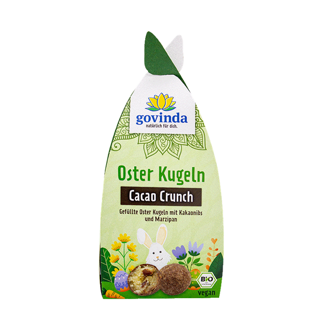 Boules de Pâques au CACAO crunch BIO vegan sans gluten, sans lait, sans oeufs, sans soja, sans arachide GOVINDA : 50g