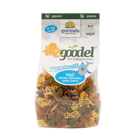 Pâtes amusantes MONDE MARIN BIO vegan sans gluten, sans lait, sans oeufs, sans coque, sans arachide Govinda : 250g