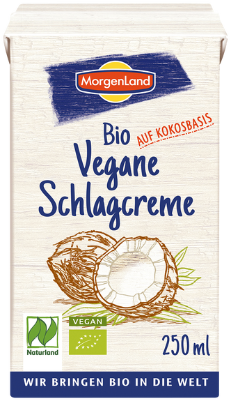 Crème fouettée au coco BIO vegan sans allergènes Morgenland : 250 grammes