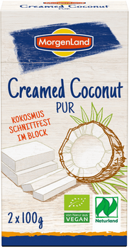 Crème de coco PURE en bloc BIO vegan sans allergènes Morgenland : (2x100g) = 200 grammes