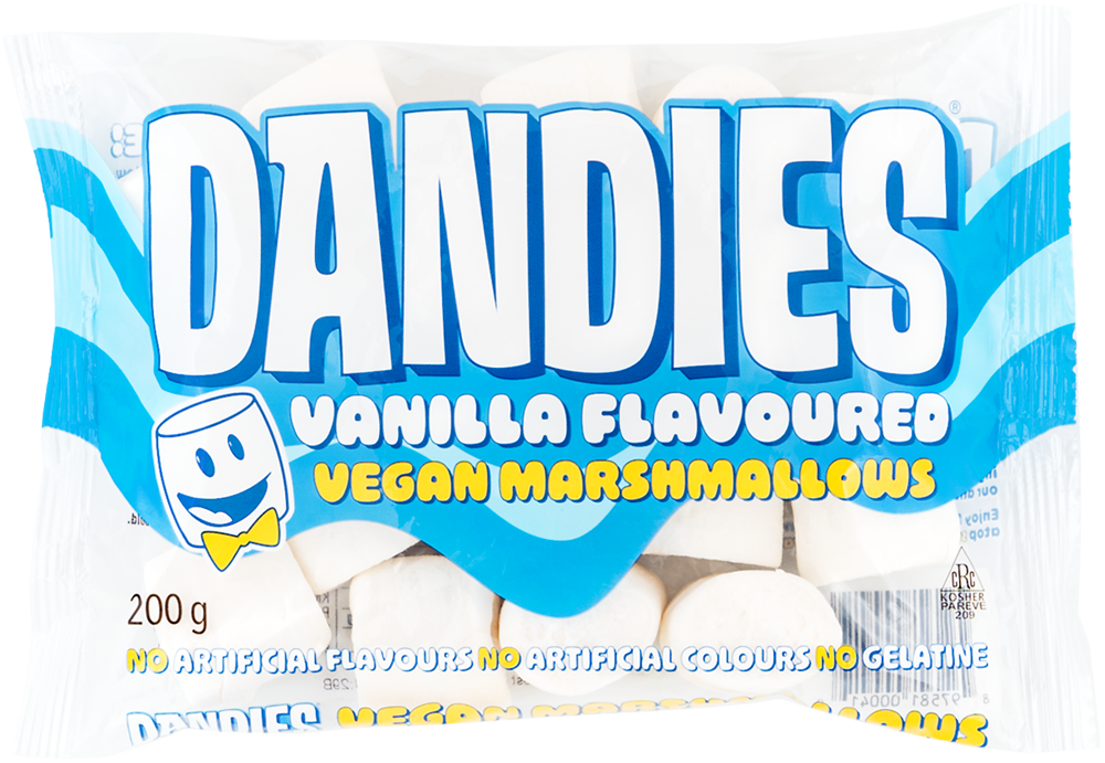 BIG Marshmallows VANILLA vegan sans gluten sans lait sans oeufs sans coque sans arachide DANDIES : 200 grammes