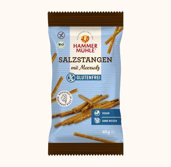 Bâtonnets de BRETZEL au sel de mer BIO vegan sans allergènes Hammermülhe : 45 grammes