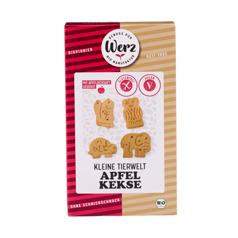Biscuits en forme d'ANIMAUX rigolos BIO vegan sans gluten sans lait sans oeufs sans soja sans arachide Werz : 150 grammes