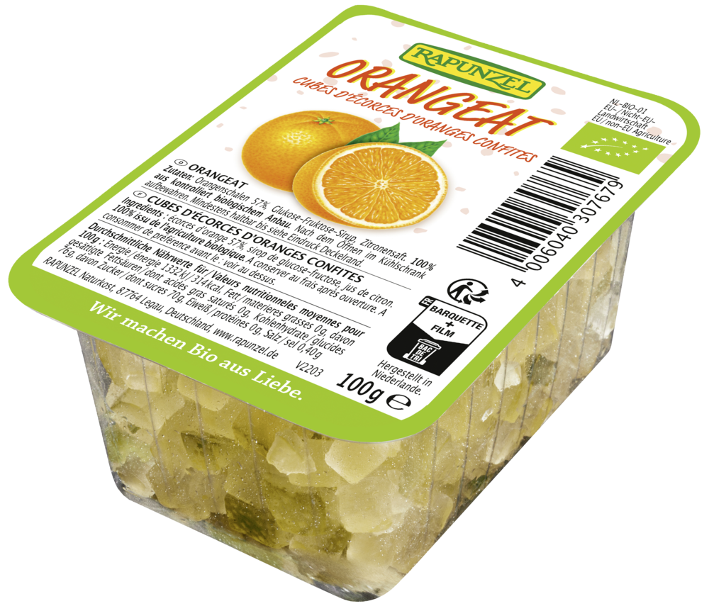 Cubes d'écorces d'orange confites BIO vegan sans allergènes Rapunzel : 100 grammes