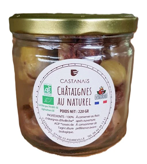 Châtaignes au Naturel AOP Ardèche BIO vegan sans allergènes Castanaïs : 220 grammes