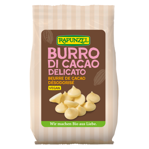 Beurre de cacao en gouttes BIO vegan sans allergènes RAPUNZEL : 100 grammes