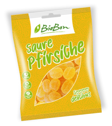 Bonbons acidulés à la pêche (Saure Pfirsiche) BIO sans allergènes Biobon : 100g