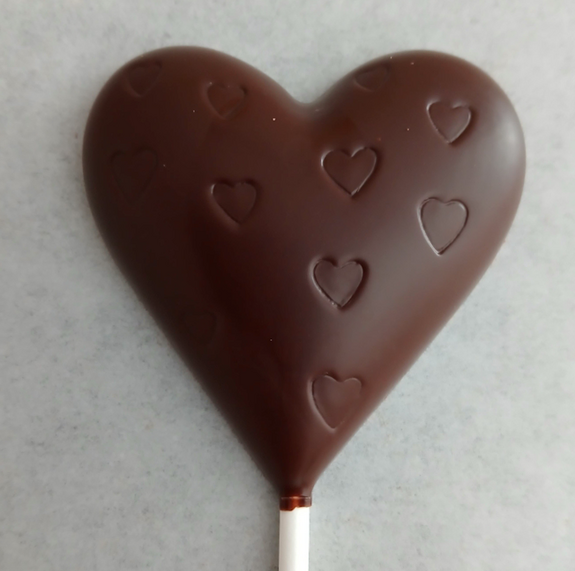 1 SUCETTE VALENTINE en chocolat NOIR ONCTUEUX 60% BIO vegan sans allergènes Exquidia : 25 grammes
