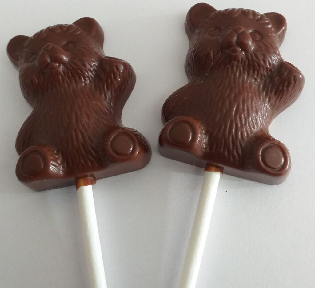 2 SUCETTES OURSONS en chocolat NOIR ONCTUEUX 60% BIO vegan sans allergènes Exquidia : 30 grammes