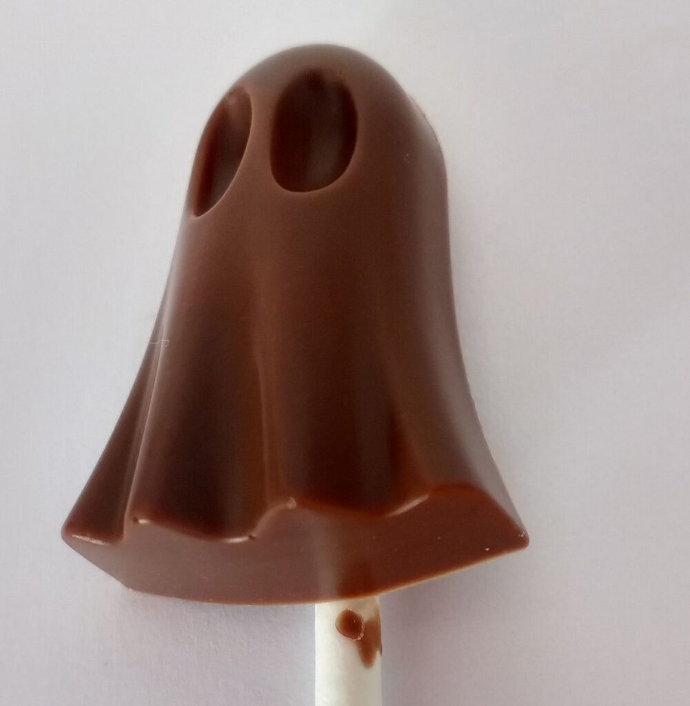 1 SUCETTE Petit Fantôme en chocolat ALTERNATIVE au lait (sans lait) BIO vegan sans allergènes Exquidia : 8g