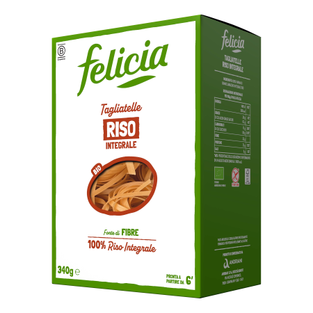 Pâtes TAGLIATELLES de riz brun BIO vegan sans allergènes sans maïs Felicia : 250 grammes