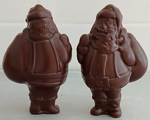 PETIT PÈRE NOËL CREUX et sa hotte en chocolat NOIR ONCTUEUX 60% BIO vegan sans allergènes Exquidia : 38g