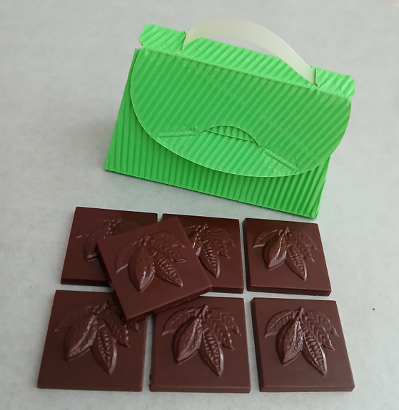 7 napolitains avec cabosses en chocolat NOIR 55% (origine Pérou) BIO vegan sans allergènes Allergoora : 35g
