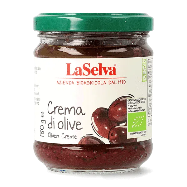Crème d'OLIVES BIO vegan sans allergènes LaSelva : 180 grammes