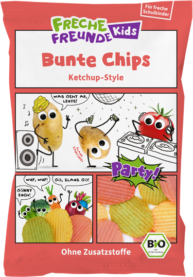 Chips colorées au Ketchup BIO vegan sans allergènes Freche Freunde : 50 grammes