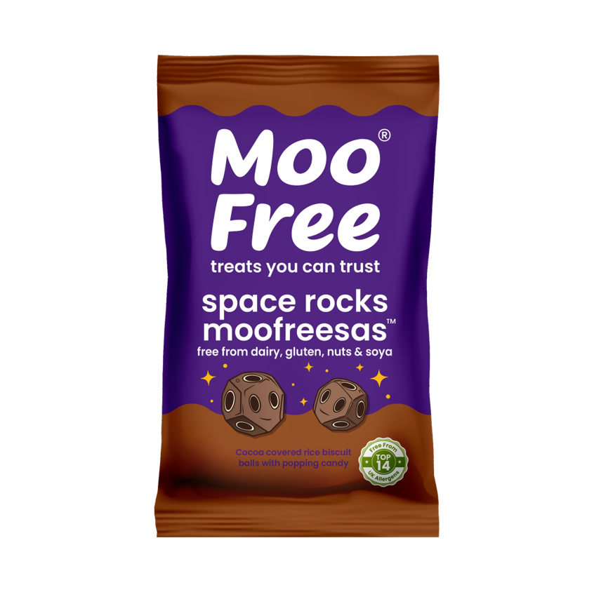 SPACE ROCKS sur le thème de l'espace Moofreesas vegan sans allergènes Moo Free : 35 grammes
