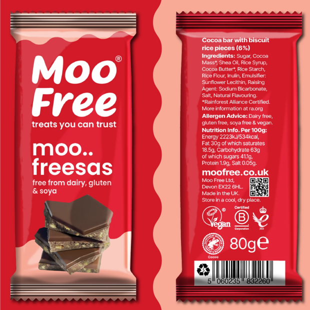 Grande Tablette MOOFREESAS vegan sans allergènes Moo Free : 80 grammes