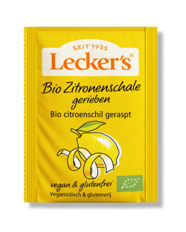 Zestes de citron râpé BIO vegan sans allergènes Lecker's : 15 grammes