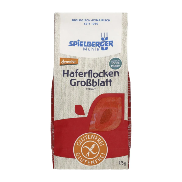 FLOCONS d'AVOINE complets (grandes feuilles) BIO vegan sans allergènes Spielberger : 475g