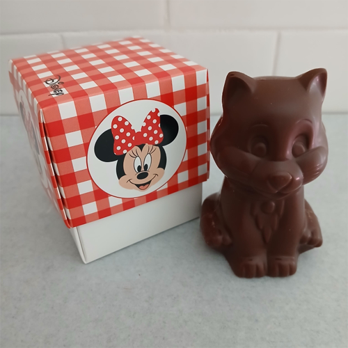 CHATON CREUX (Minnie ROUGE) en chocolat ALTERNATIVE au lait (sans lait) BIO vegan sans allergènes Exquidia : 55g