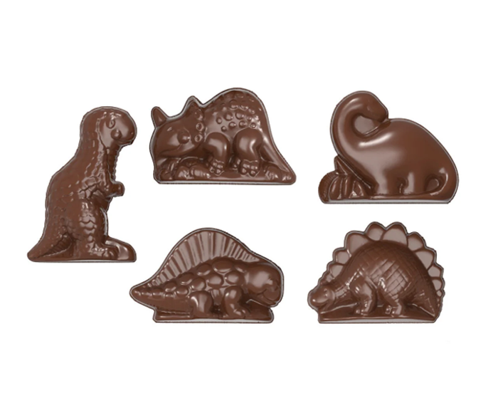 Famille 6 DINOSAURES (Dumbo ROSE) en chocolat ALTERNATIVE au lait (sans lait) BIO vegan sans allergènes Exquidia : 60g