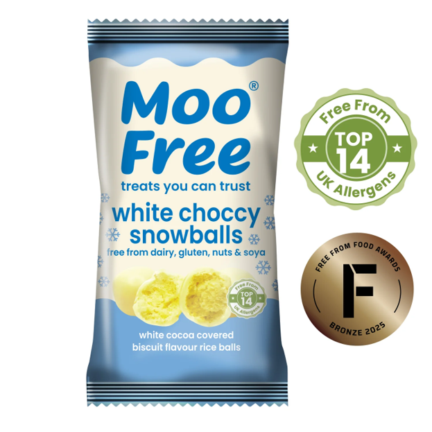 SNOWBALLS (Boules de neige en chocolat BLANC) vegan sans allergènes Moo Free : 35 grammes