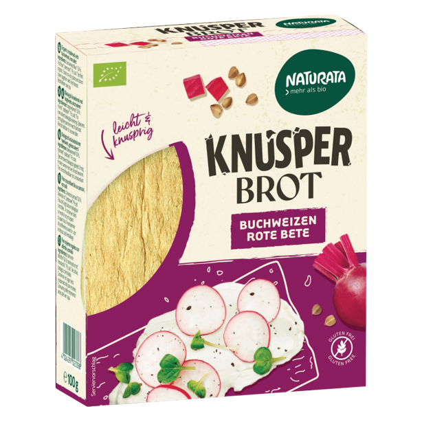 Pain croustillant au sarrasin et à la betterave BIO vegan sans allergènes Naturata : 100 grammes